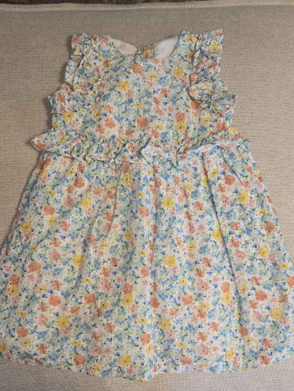 Bonnie Baby Floral Ruffle Dress - Yellow, Peach & Blue